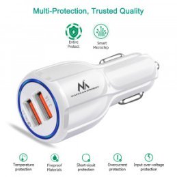 Maclean Energy nabíjačka do auta QC 3.0  MCE478 B - biela Qualcomm Quick Charge QC 3.0 - 5V / 3A, 9V / 1,8A, 12V / 1,6A